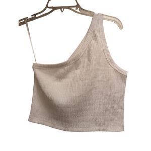 NWT American Eagle Outfitters White One-Shoulder Crop Top - M